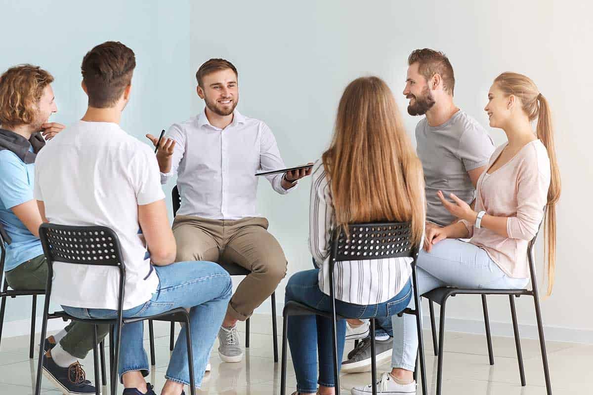 group therapy at an outpatient substance abuse treatment center